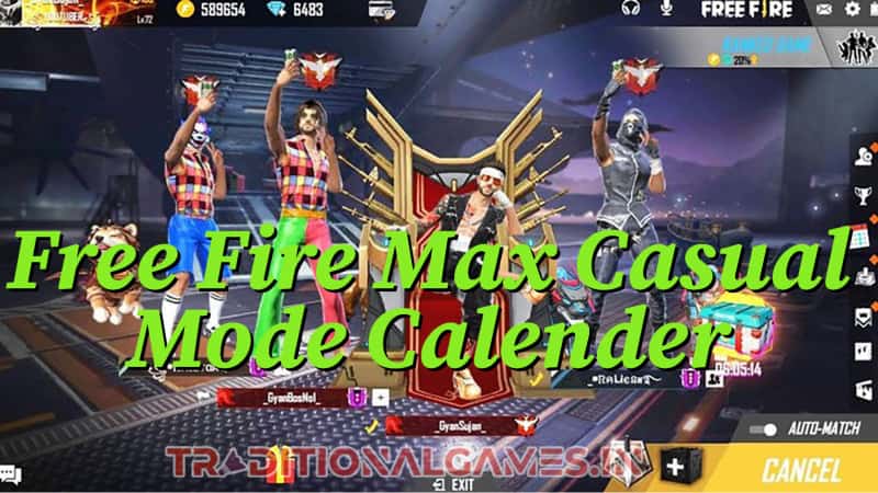 Free Fire Max Casual Mode Calender 2023