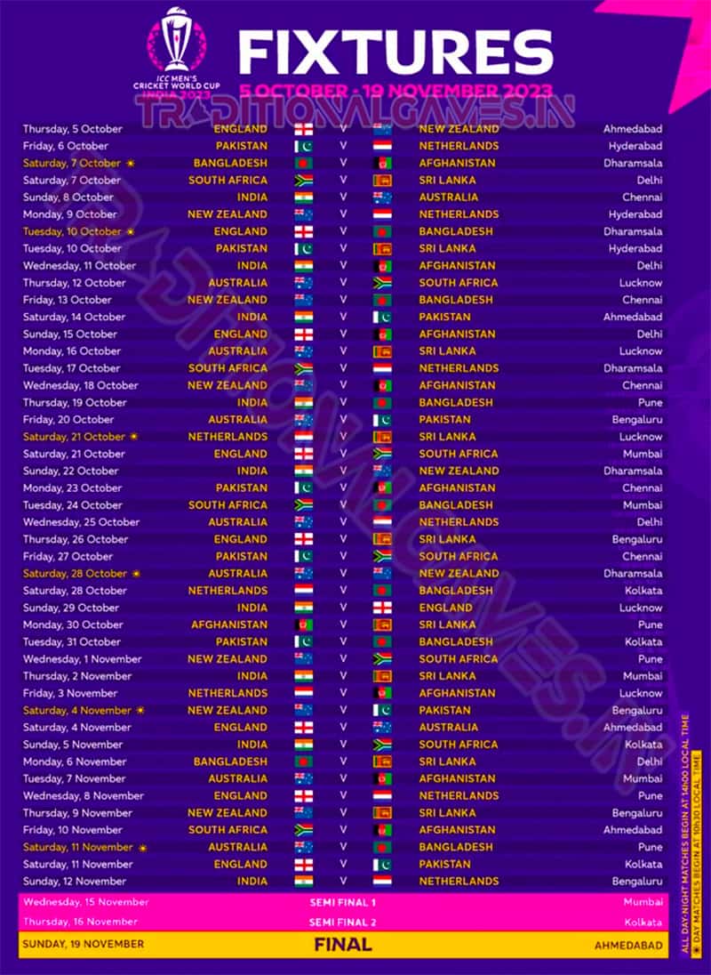 CWC23 Fixtures Released