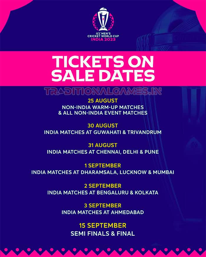 icc cricket worldcup match tickets sale details 2023